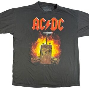 AC/DC Mens TNT Dynamite Fire Graphic T-Shirt Black XL Live Nation Rock Band Tee